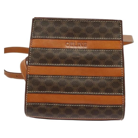 CELINE Macadam Canvas Backpack PVC Leather Brown Gold Auth 124609 main image 4